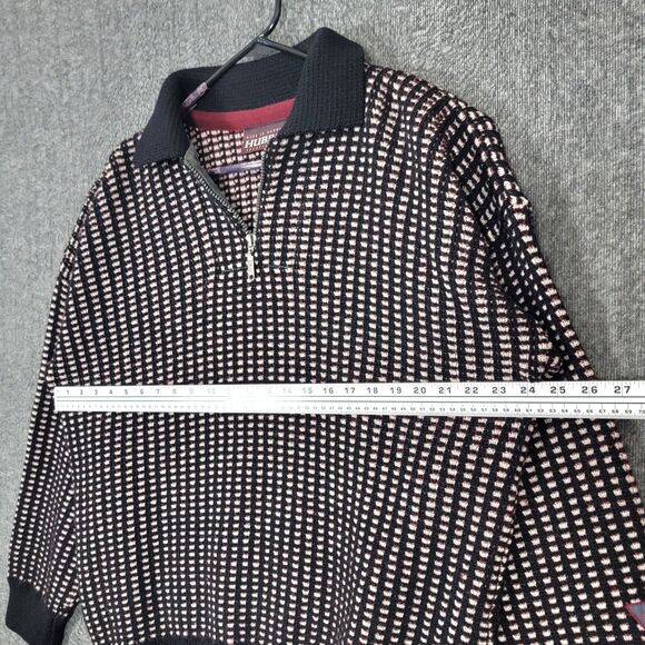 Skjaeveland Hubro Sweater Mens Small Black White Red 100% Wool Norwegian 1/4 Zip - Picture 6 of 15